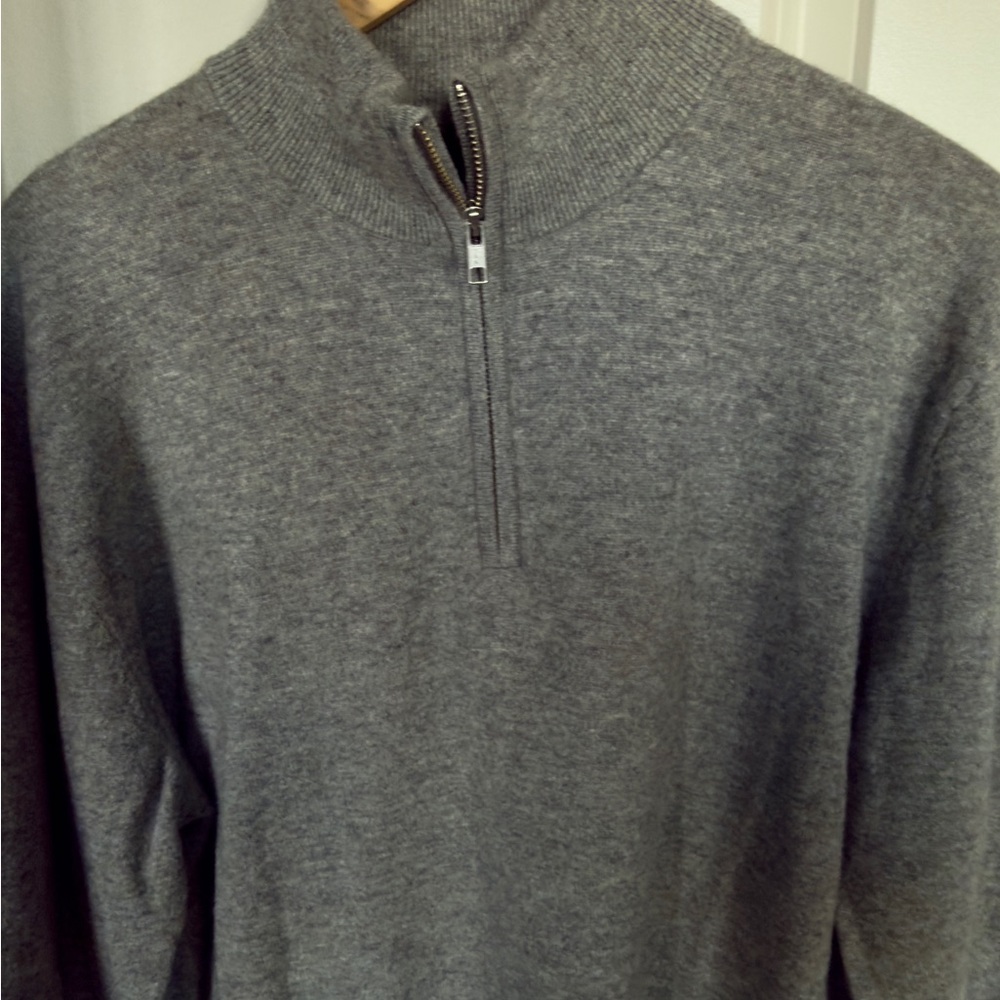 Quince Charcoal Zip-Up Men's Sweater - Picture 2 of 3